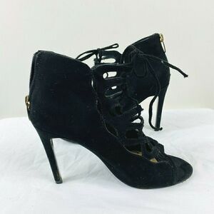 Marc Fisher Black Urbana Lace Up Cutout Heels